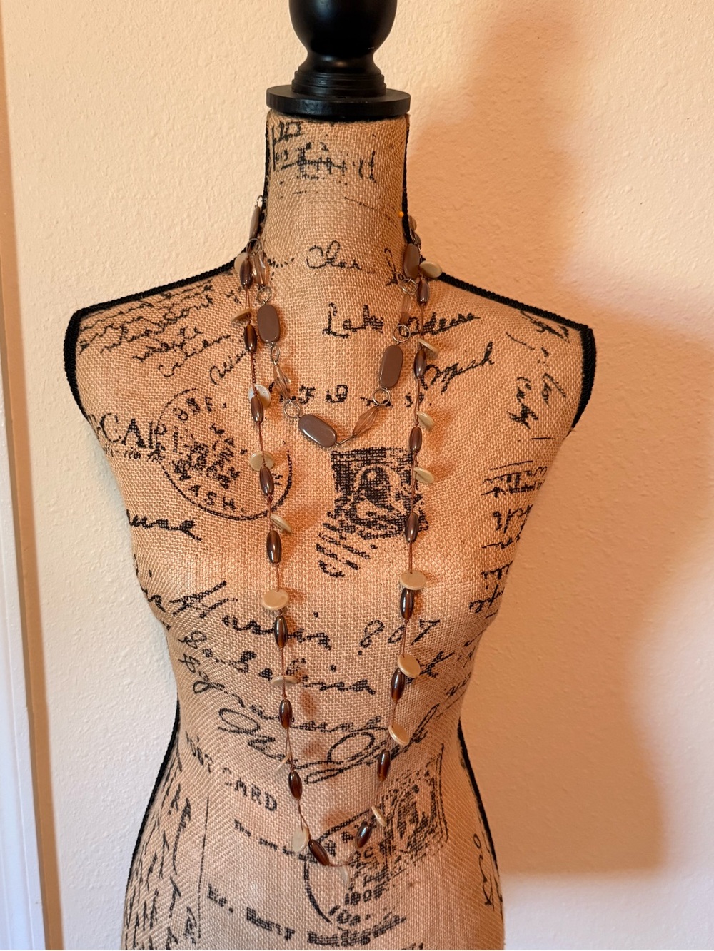 Layered Neutral Toned Beaded Necklaces
